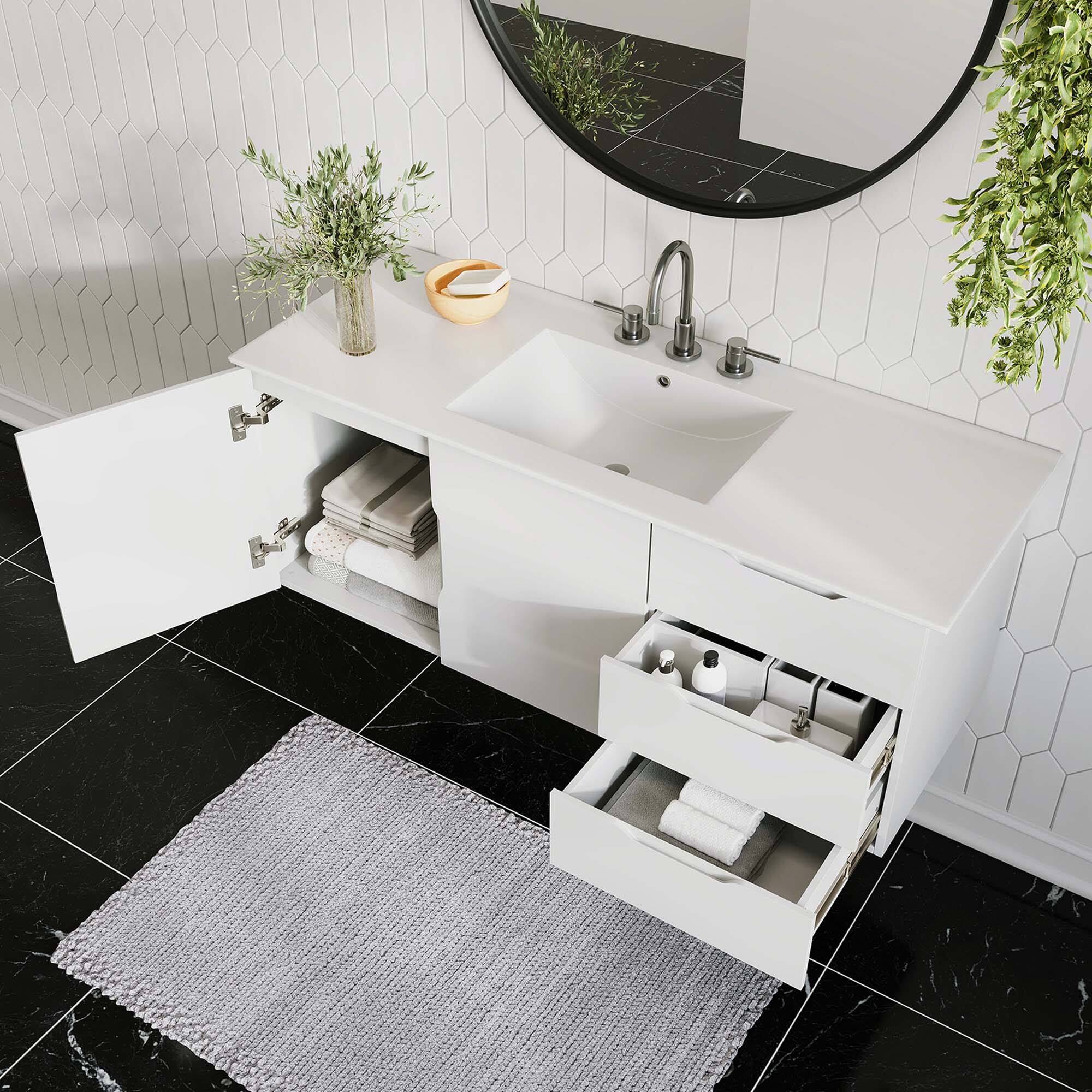 Back. Modway - Vitality Bathroom Vanity Basin Included by Modway - White White.