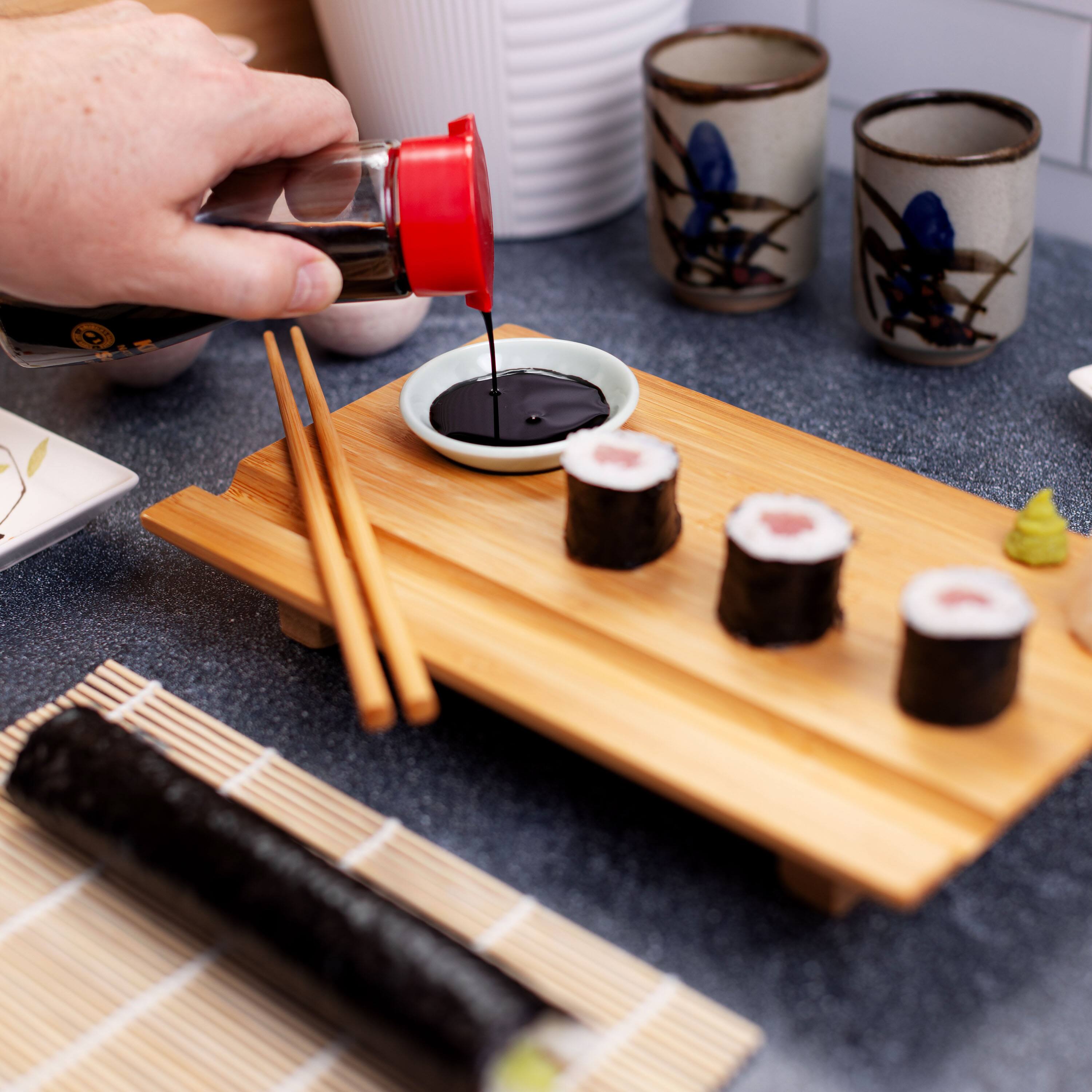 Alt View 2. Escali - Joyce Chen Burnished Bamboo Sushi Board Set - Natural.