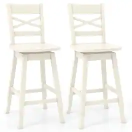 Kadyn - Swivel 24-In Counter Height Stool 2-Pc Set with Inclined Backrest- for Kitchen Island - White