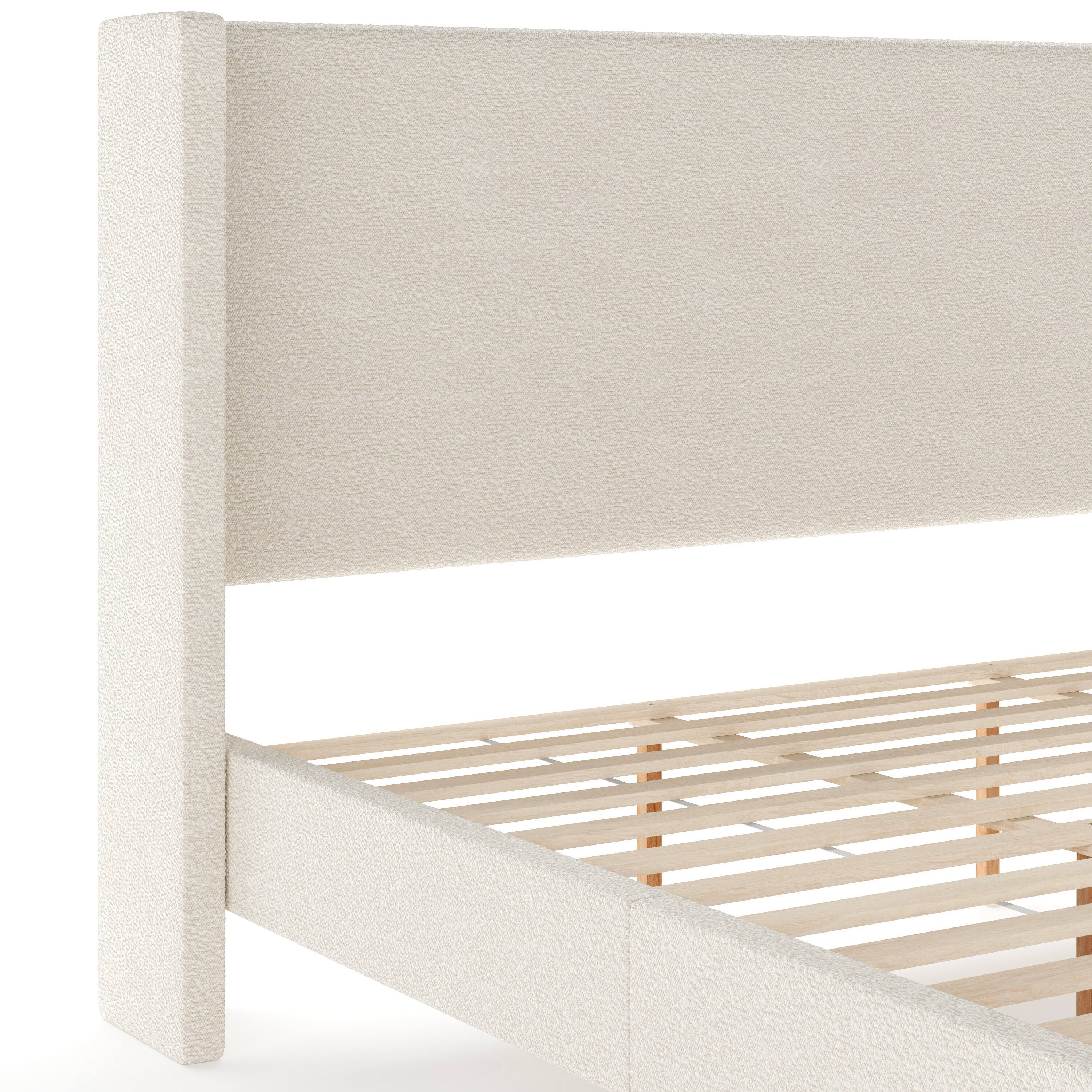 Alt View 9. Martha Stewart - Upholstered Platform Bed with Wingback Headboard - Off-White.