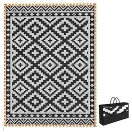 Outsunny - Rug Carpet Reversible Plastic Straw Rug with LED Lights Black and White 12' x 9' for - Black, White