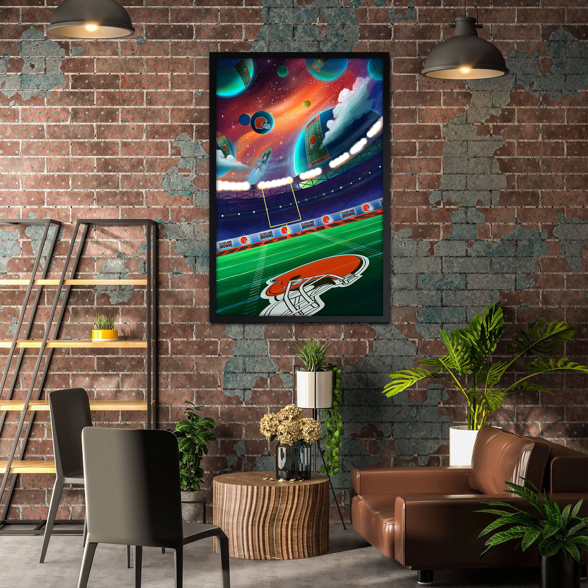 Alt View 1. Sporticulture - Cleveland Browns Galaxy Print Framed Art - Brown.