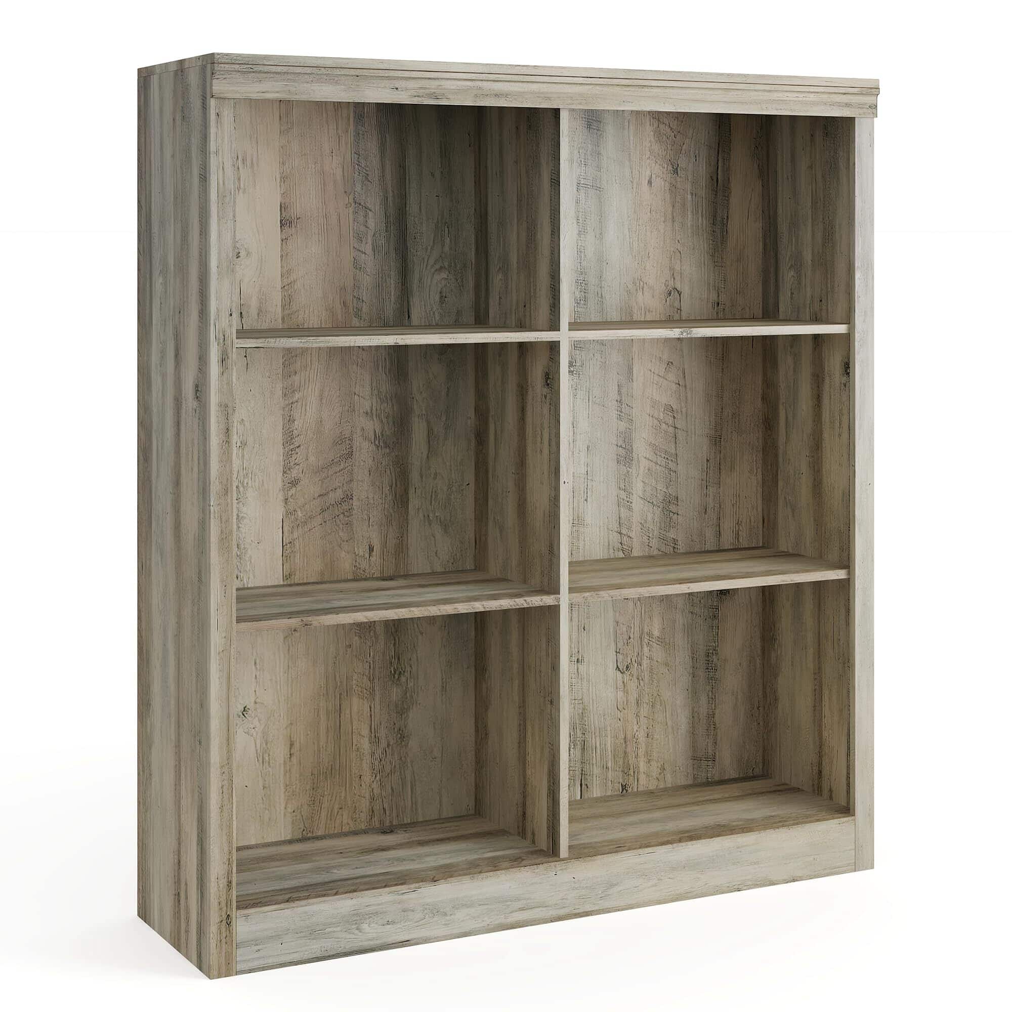 Acekool - 6 Cube Storage Organizer Shelf, 53 Inch Tall Bookcase with Anti-Tip Design, Sturdy Wood Shelf - Gray