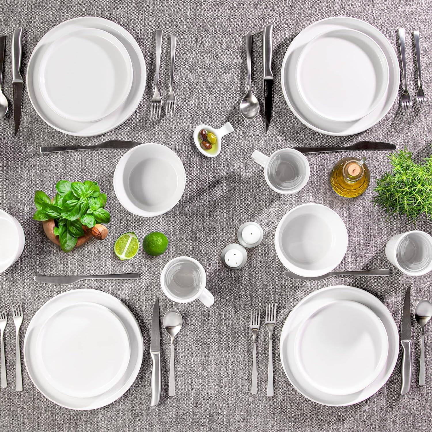 Alt View 1. Zulay Kitchen - Zulay Kitchen Terra Plates and Bowls Sets, 16 Piece Modern Stoneware Dish Set for 4 Dinnerware Set - White.