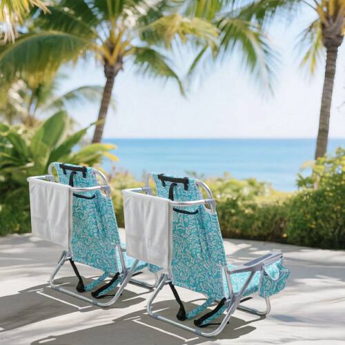 Alt View 5. Winado - 1PC Backpack Beach Camping Chair Folding Heavy Duty, Aluminum Comfortable Adjustable Back with Cup Holder for Outdoor - Blue Tribal Pattern.