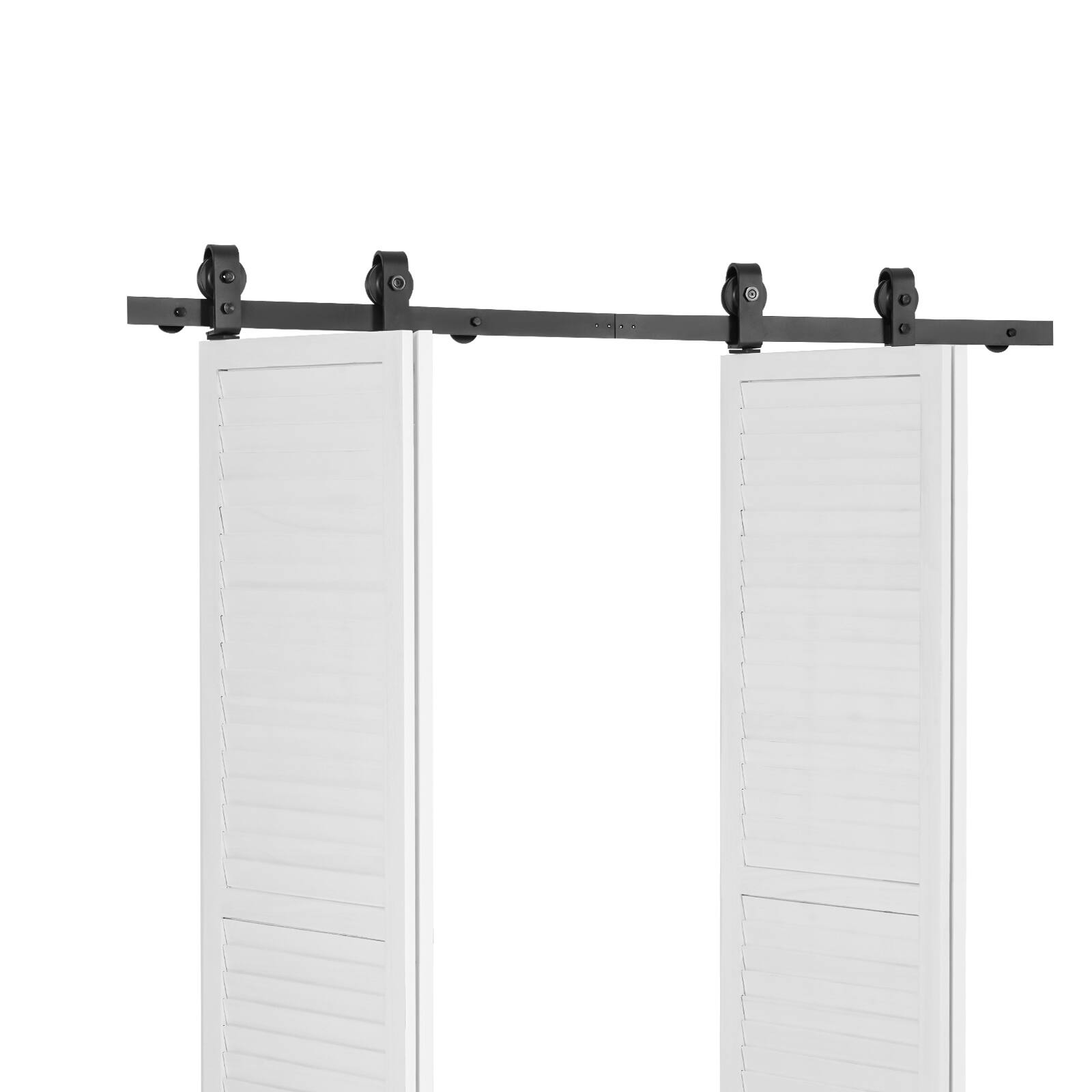 Alt View 5. VEVOR - Bi-Folding Sliding Barn Door Hardware Track Kit, 60" Top Mount Track Kit, Slide Smoothly & Quietly, Easy to Install - Black.