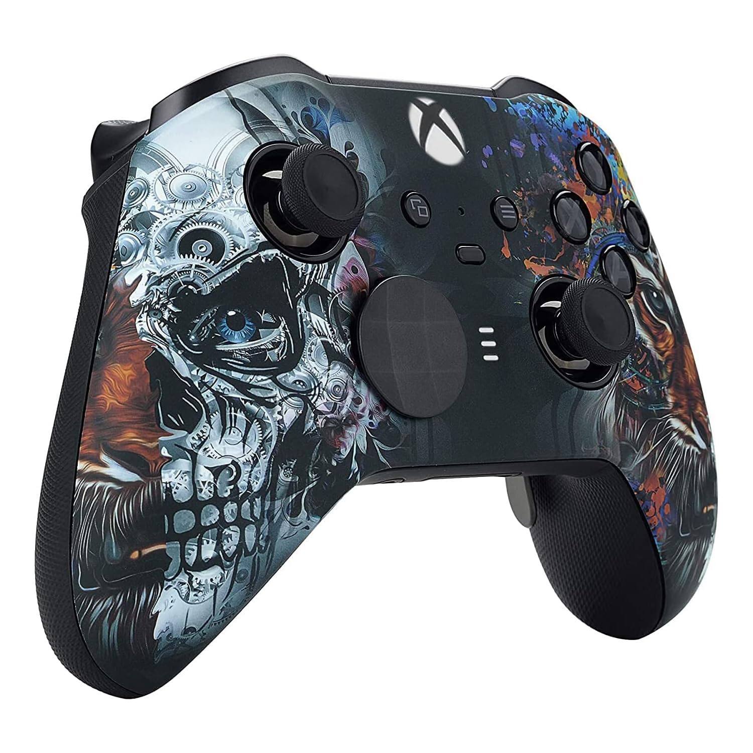 Left. Custom Controllerzz - Custom Elite Series 2 Wireless Controller for Xbox Series X, Xbox Series S, Xbox One - Tiger Skull.