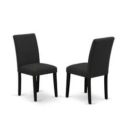 East West Furniture - HBAB5-ABK-24 5 Piece Kitchen Table Set - Black Wood Dining Table and 4 Black Linen Fabric Mid - Wire Brush Black