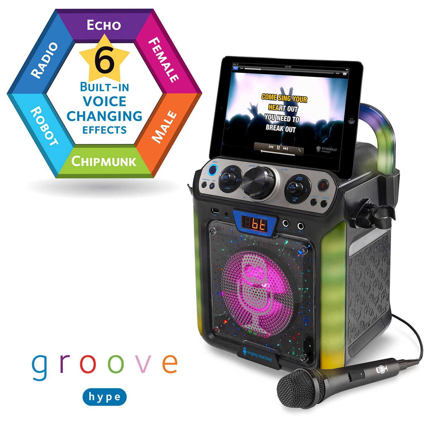 Singing Machine Groove Cube Hype Karaoke Machine with Voice