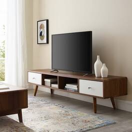 Transmit 70" Media Console Wood TV Stand by Modway - Walnut White