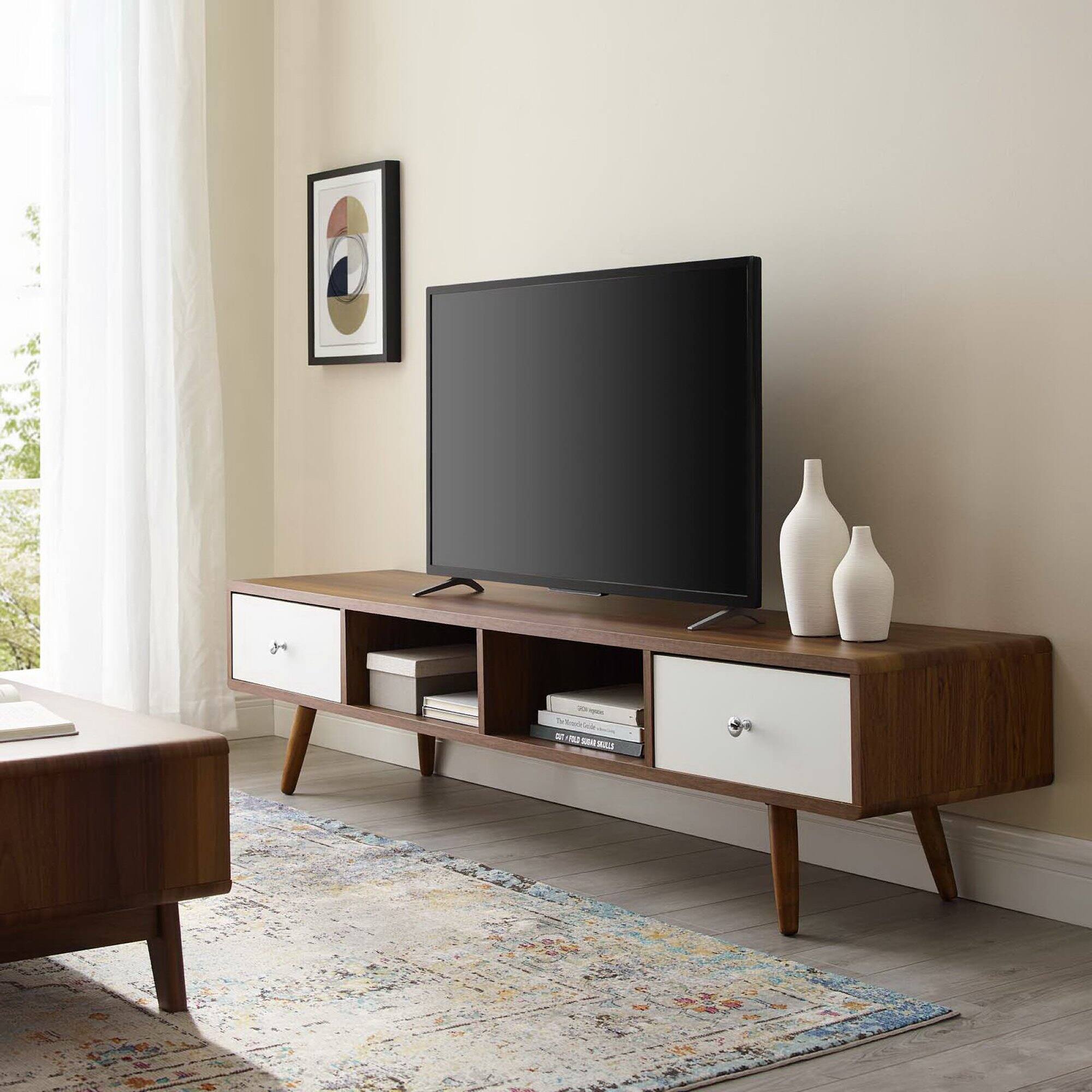 Front. Modway - Transmit 70" Media Console Wood TV Stand by Modway - Walnut White.