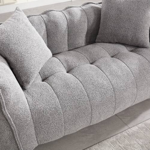Alt View 9. GOODSILO - Premium Two-Person Square Recliner Sofa with High Resilience Foam Core for Ultimate Comfort and Relaxation - Grey.