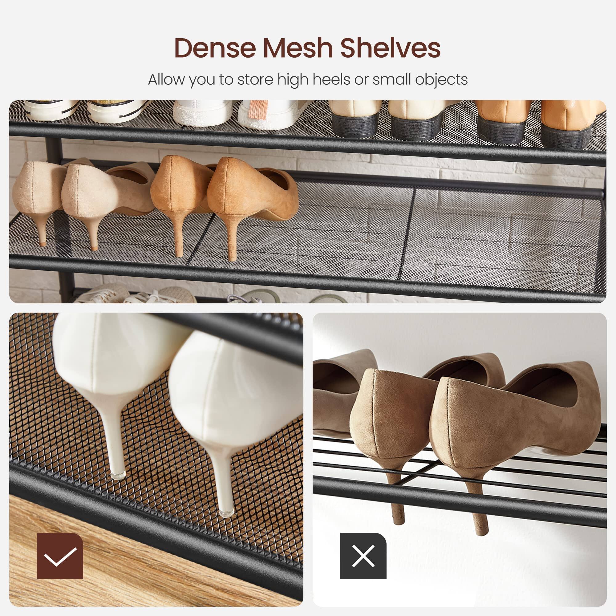 Dense Mesh Shelves  
Allow you to store high heels or small objects