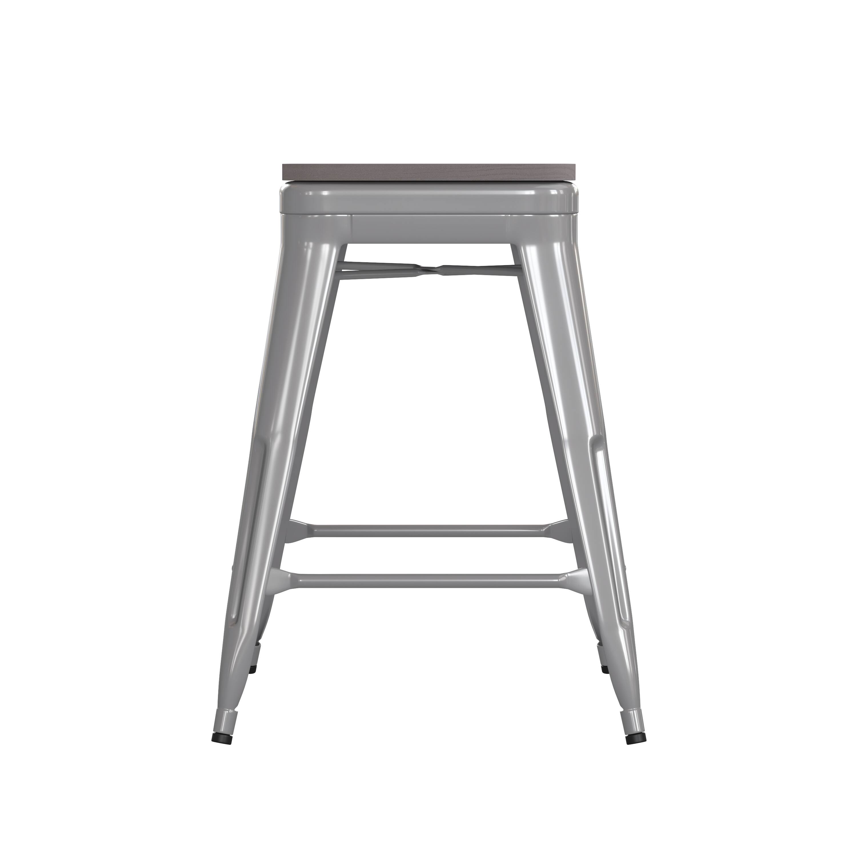 Alt View 17. Alamont Home - Kai Indoor/Outdoor Backless Counter Stool with Poly Seat - Silver/Gray - Silver/Gray.