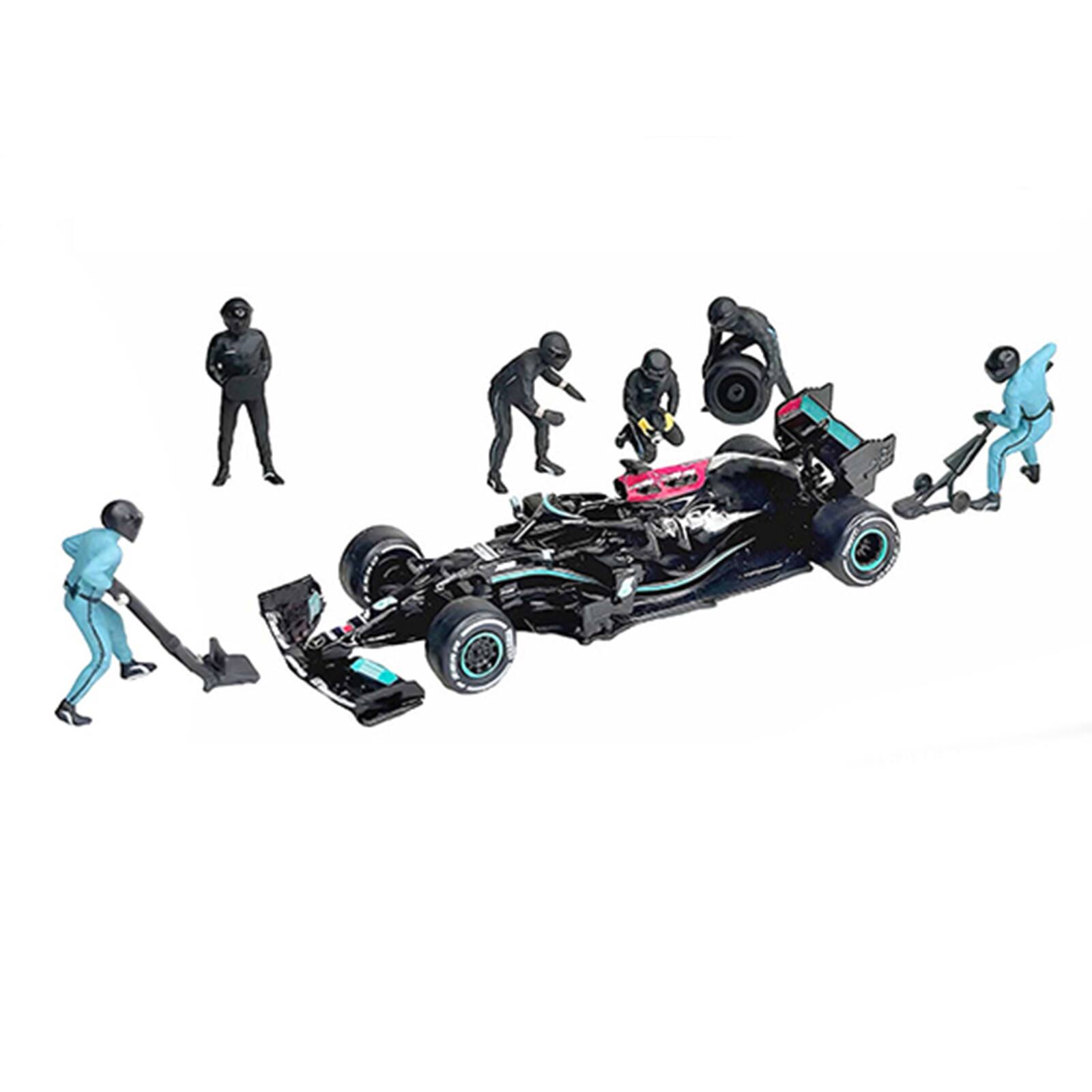 Alt View 1. American Diorama - "Formula Pit Crew – Team Black" 6 piece Diecast Figure Set (6 Figures) Ltd Ed for 1/64 Scale Models by American Diorama.