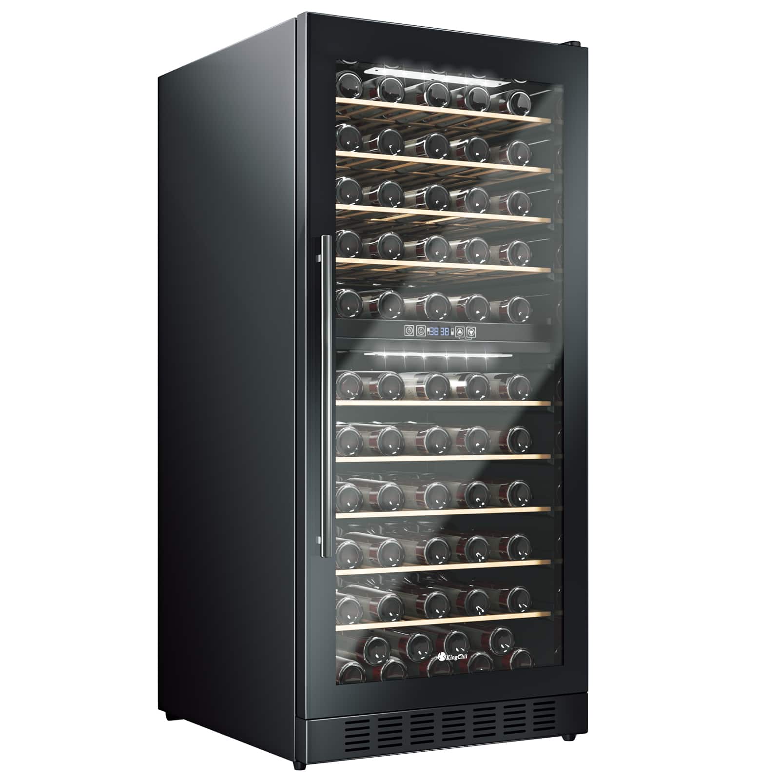 KingChii - 119-Bottle Dual Zone Wine Cooler Refrigerator with Professional Compressor Cooling - Black