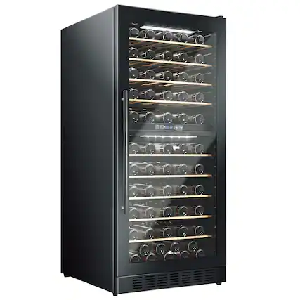 Front. KingChii - 119-Bottle Dual Zone Wine Cooler Refrigerator with Professional Compressor Cooling - Black.