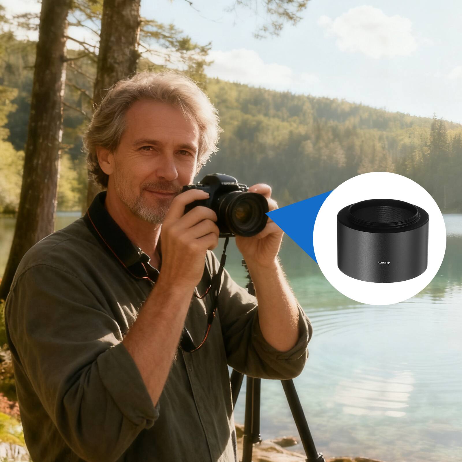 Alt View 5. Unique Bargains - 2pcs Lens Hood Shade, 46mm Long-focus Metal Camera Cap Shade with Cleaning Cloth & Pen - Black.