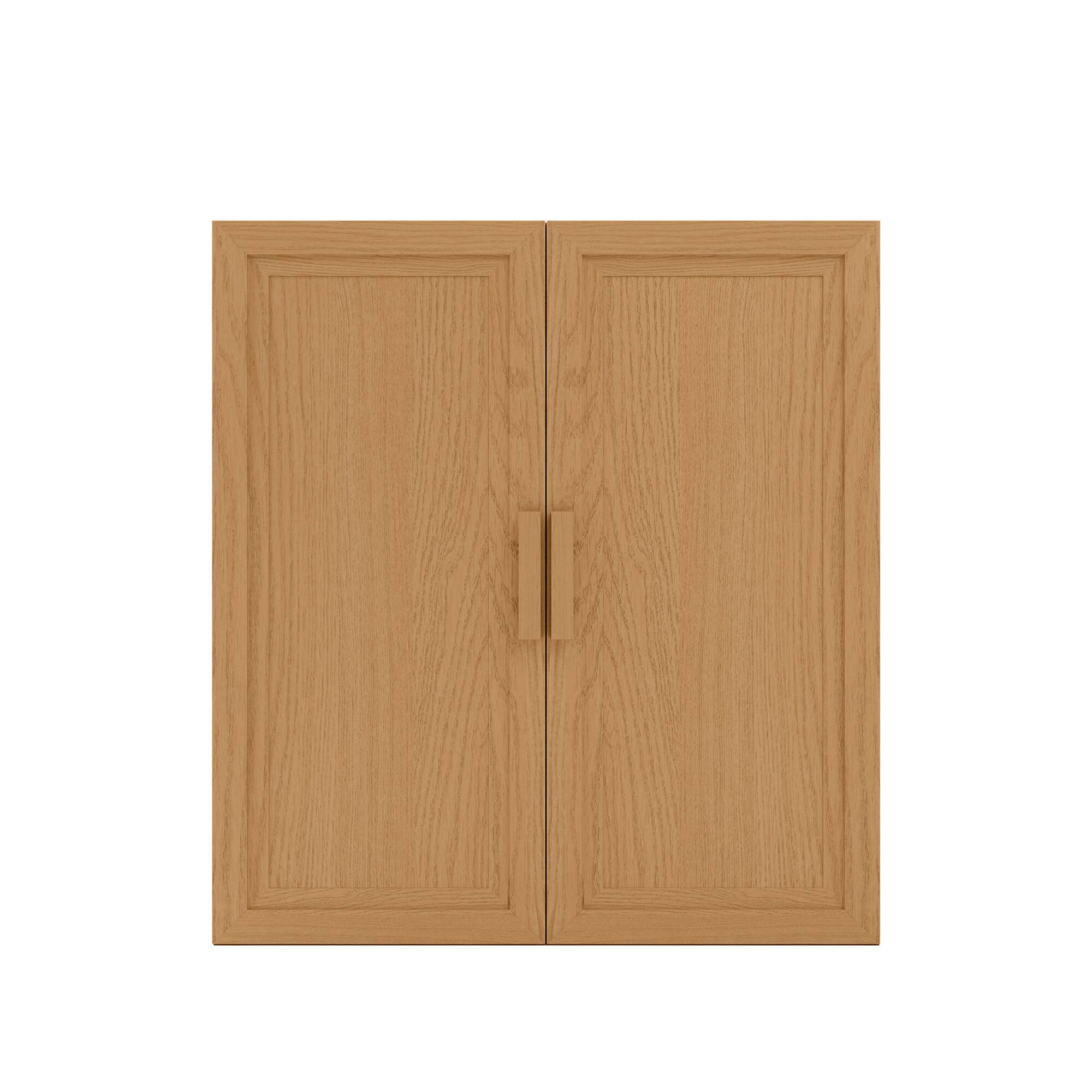 Angle. PexFix - 36" Farmhouse Corner Accent Storage Cabinet with Solid Wood Doors and Adjustable Shelves for Space-Saving - Natural.