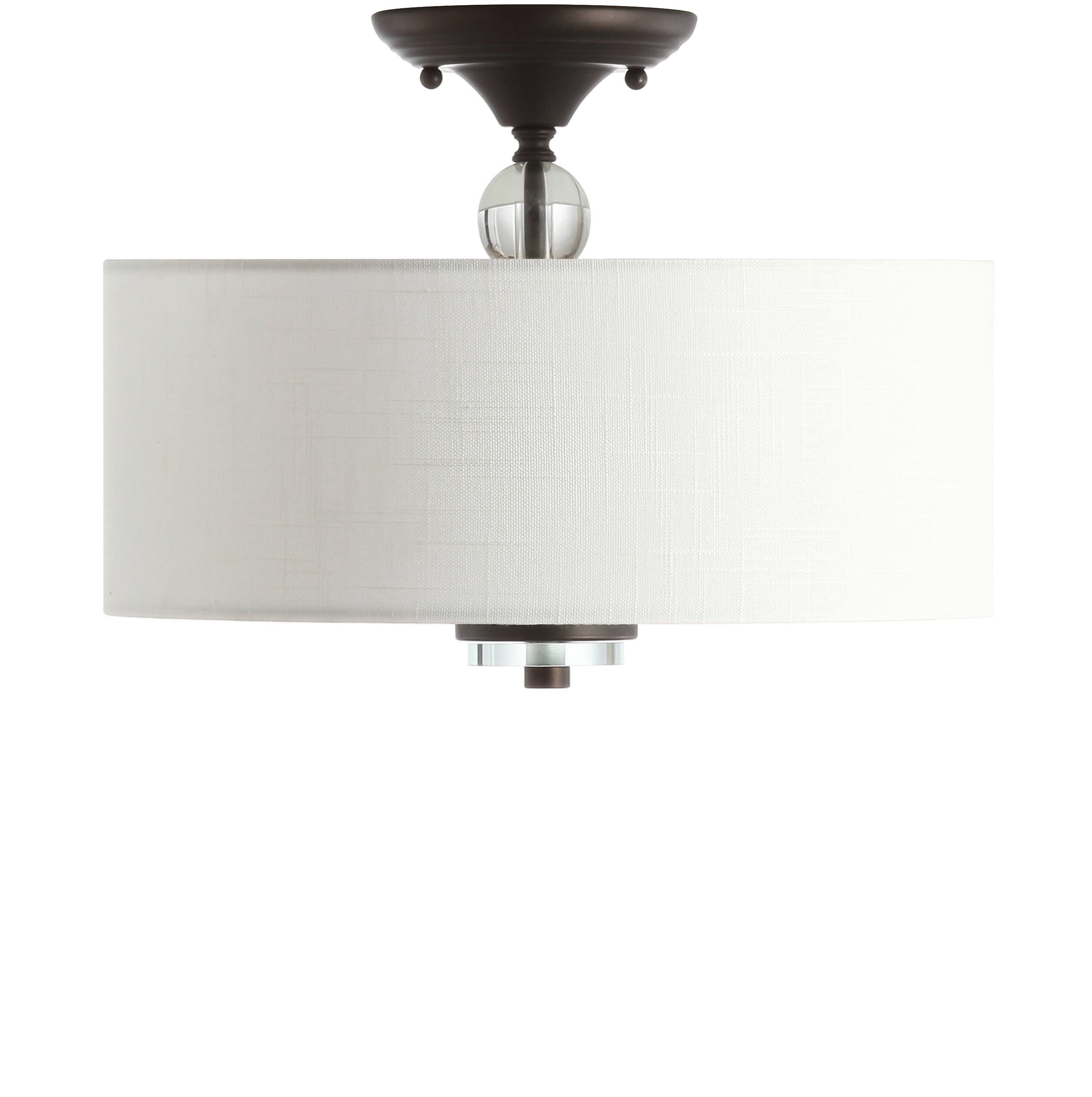 Front. Jonathan Y - Marc 15" Metal/Crystal LED Semi-Flush Mount, Oil Rubbed Bronze/White - Oil Rubbed Bronze.