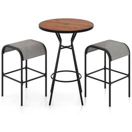 Boyel Living - 3Piece Mixed Material Dining Set for Outdoor Living Spaces - Brown