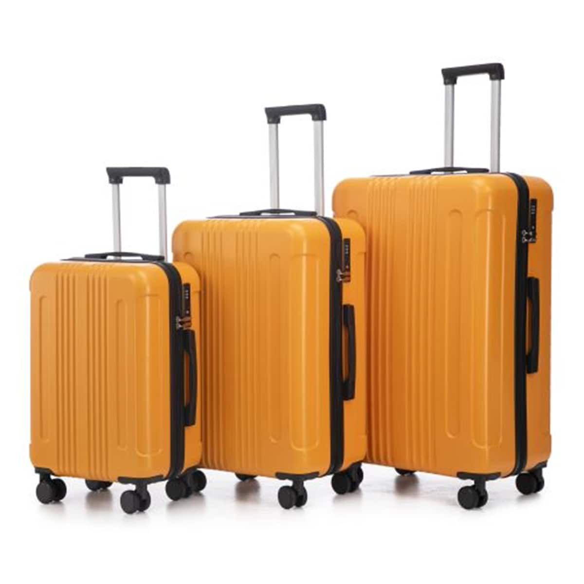 HTUTWOO - ABS Spinner Wheel Luggage Sets - 20"/24"/28" 3 Pcs Carry On Suitcase, Matching Color, TSA Combination Lock - Black+Orange