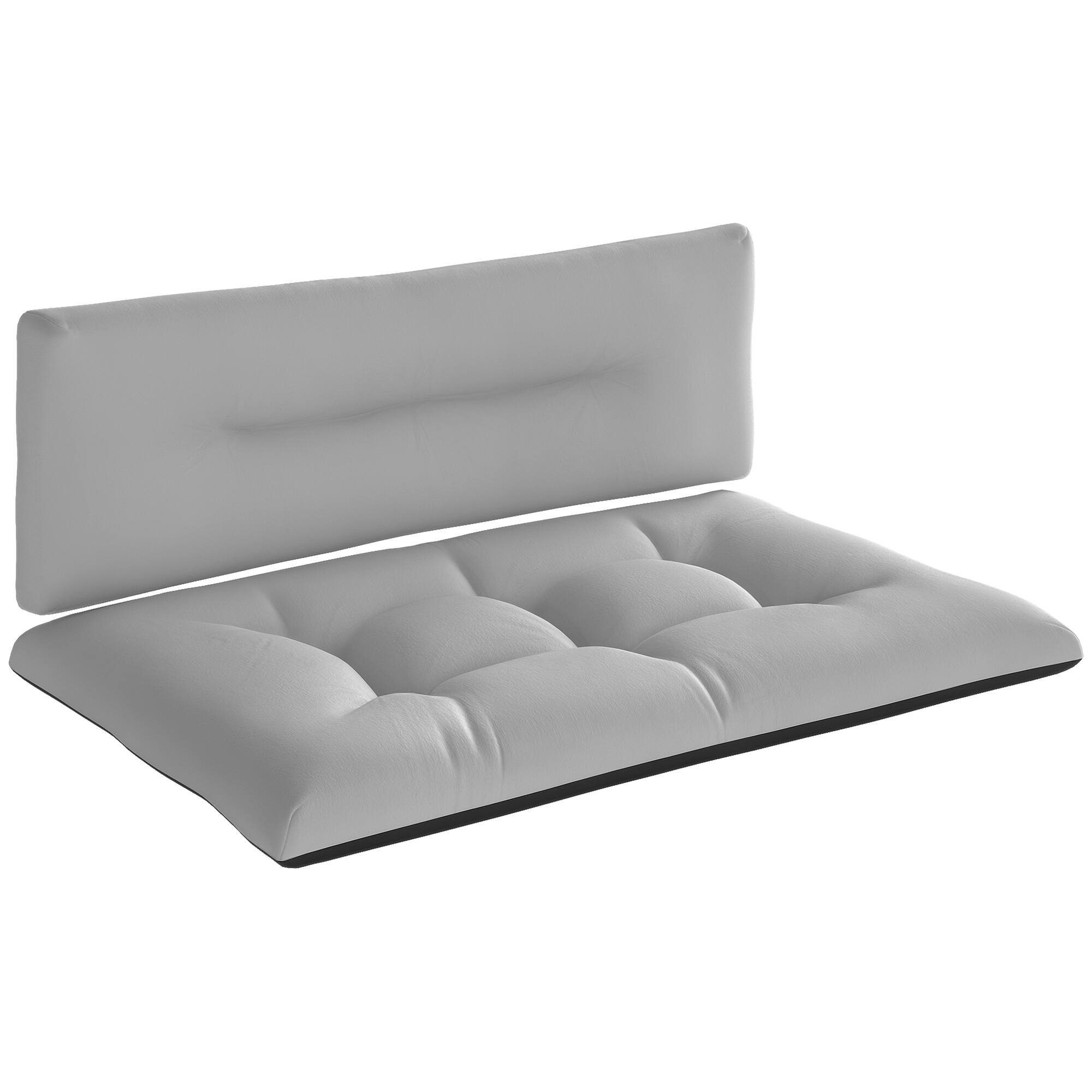 Front. Outsunny - 2 Seater Pallet Cushions Outdoor 3.9" Thick Replacement Cushions - Tufted Design for Garden, Patio - Light Gray and Dark Gray.