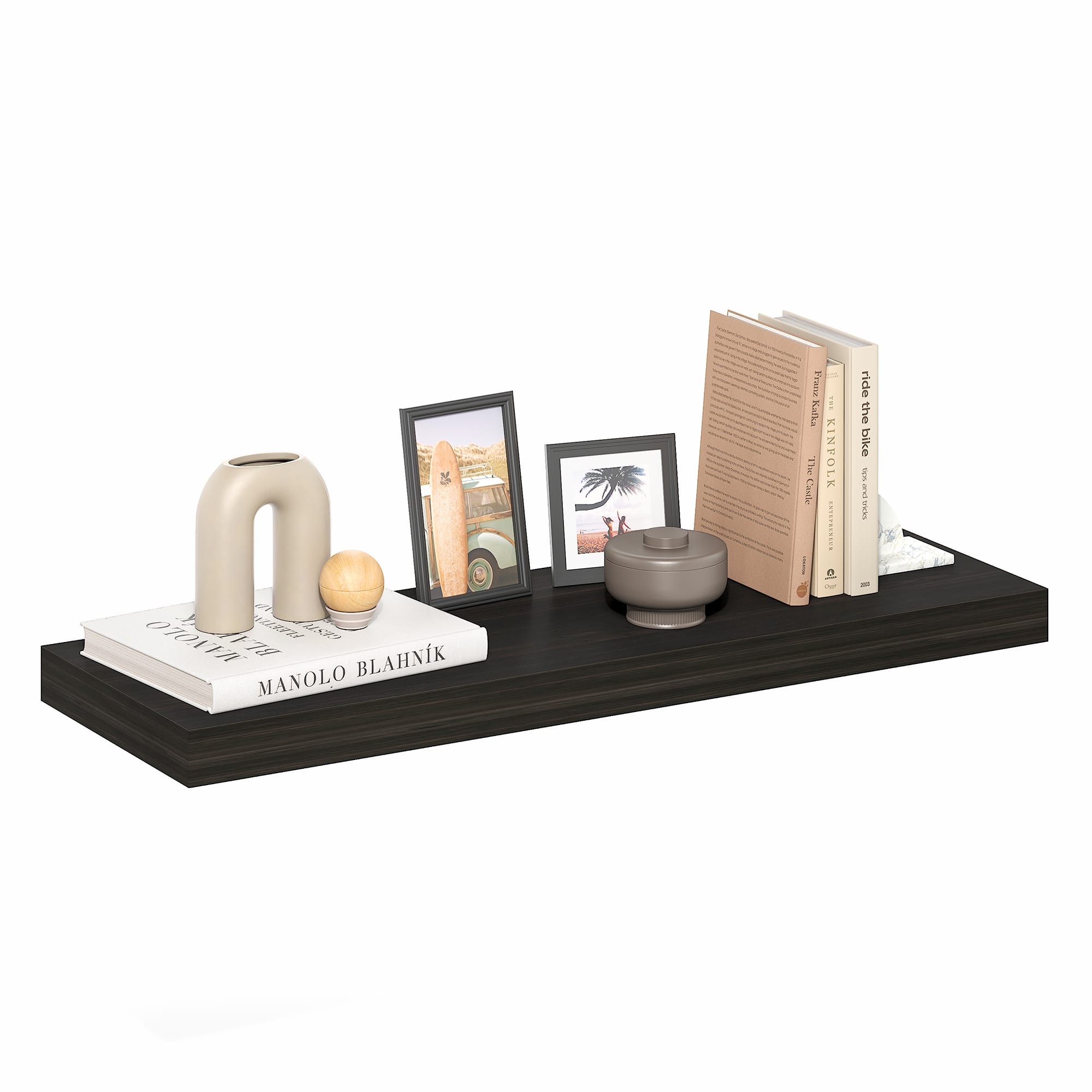 Furinno - TANNA Floating Shelves for Wall, Thick Shelf 12 x 35 Wall Shelf, Wall Mounted Floating Shelf with Invisible Brackets - Tobacco Oak