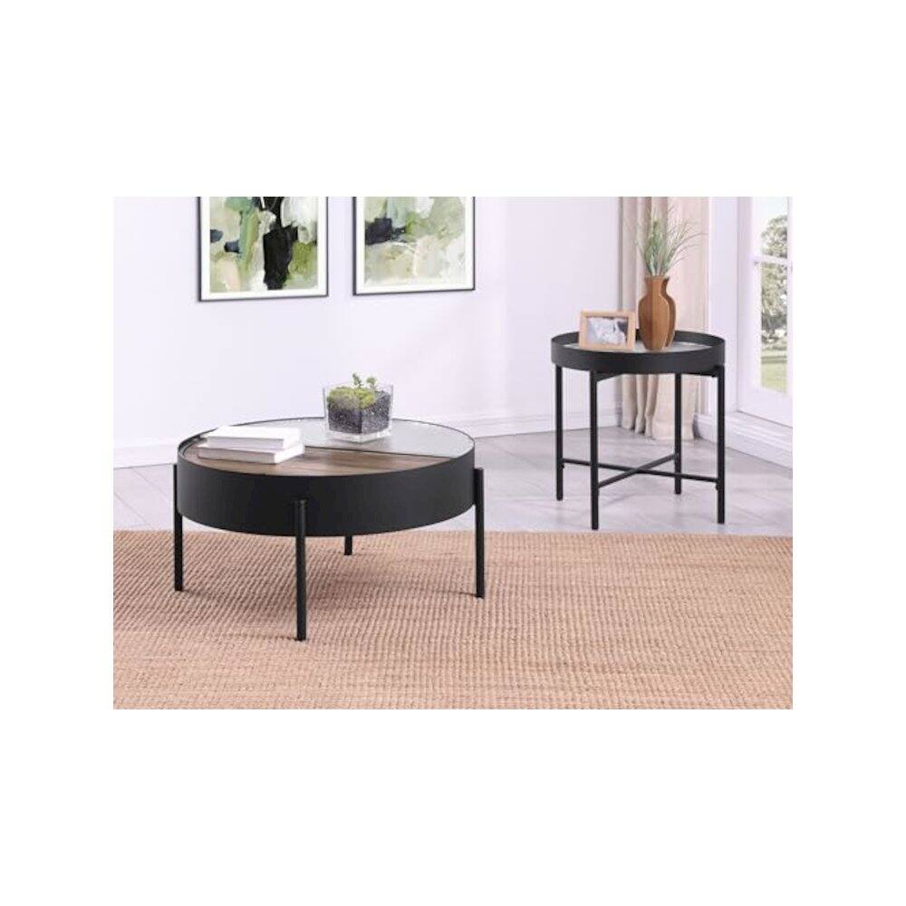 Alt View 7. Coaster Co. of America - Ozella 2-piece Round Coffee and End Table Set Sandy Black - Sandy Black.