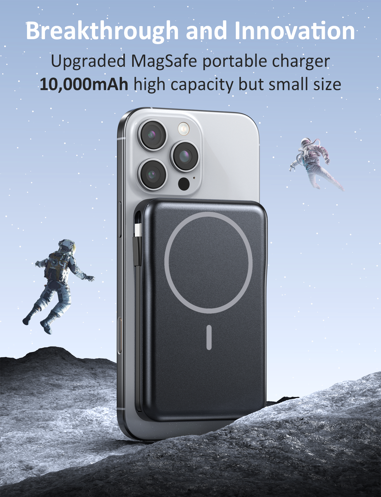 Breakthrough and Innovation  
Upgraded MagSafe portable charger  
10,000mAh high capacity but small size