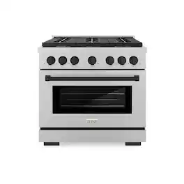 ZLINE - Autograph 36 in. Paramount Dual Fuel Satin Steel Range w/ 6 Burners & Black Accents (SDRSZ-36-MB) - Stainless Steel