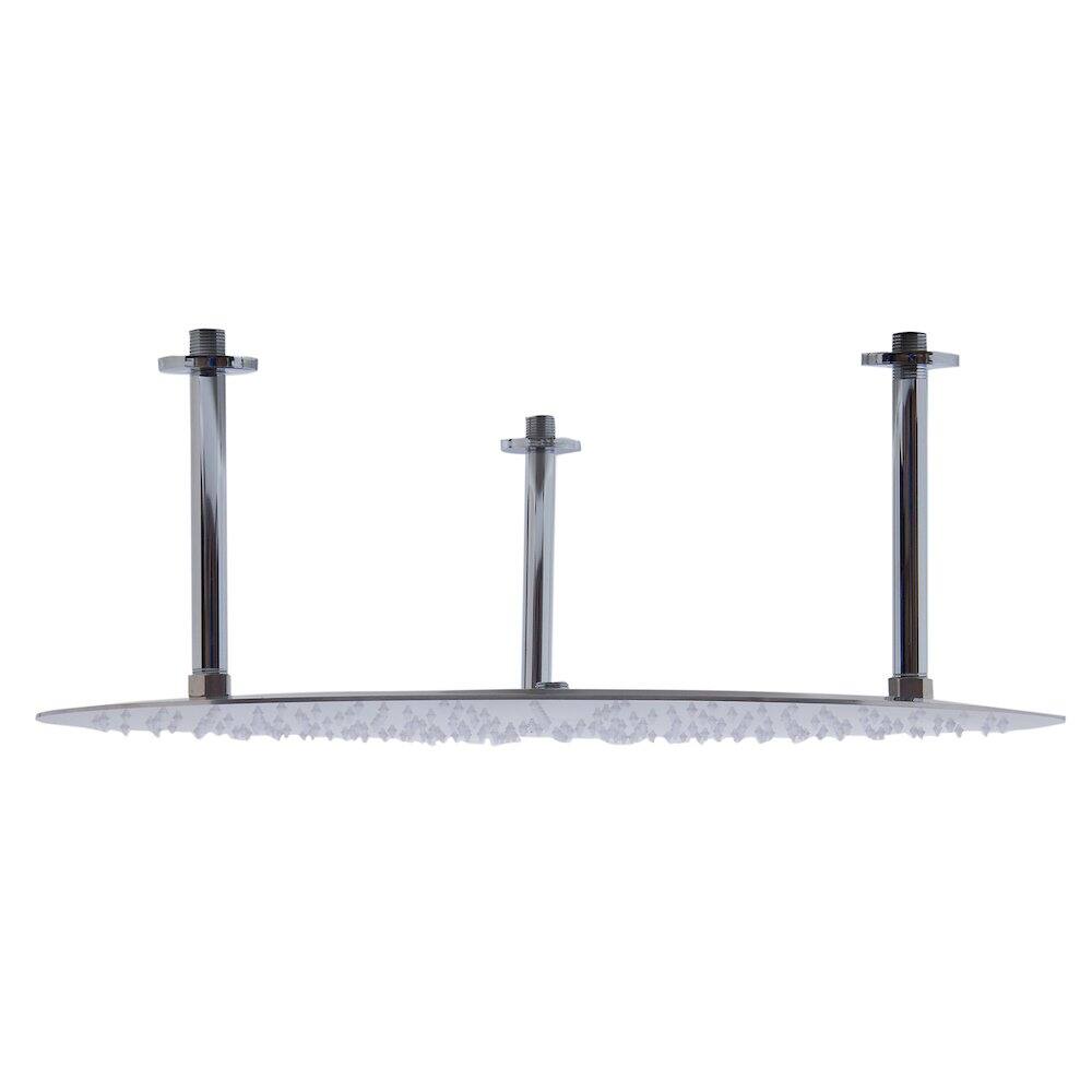 Angle. Alfi - 24" Round Brushed Solid Stainless Steel Ultra Thin Rain Shower Head - Silver.