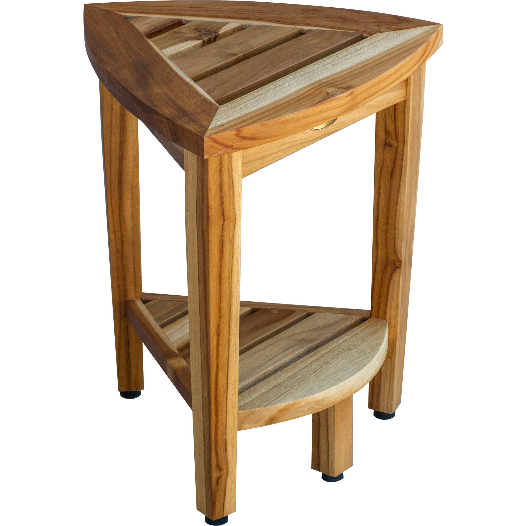 Angle. EcoDecors - EcoDecors SnazzyCorner Waterproof Teak Wood Shower Bench - EarthyTeak.