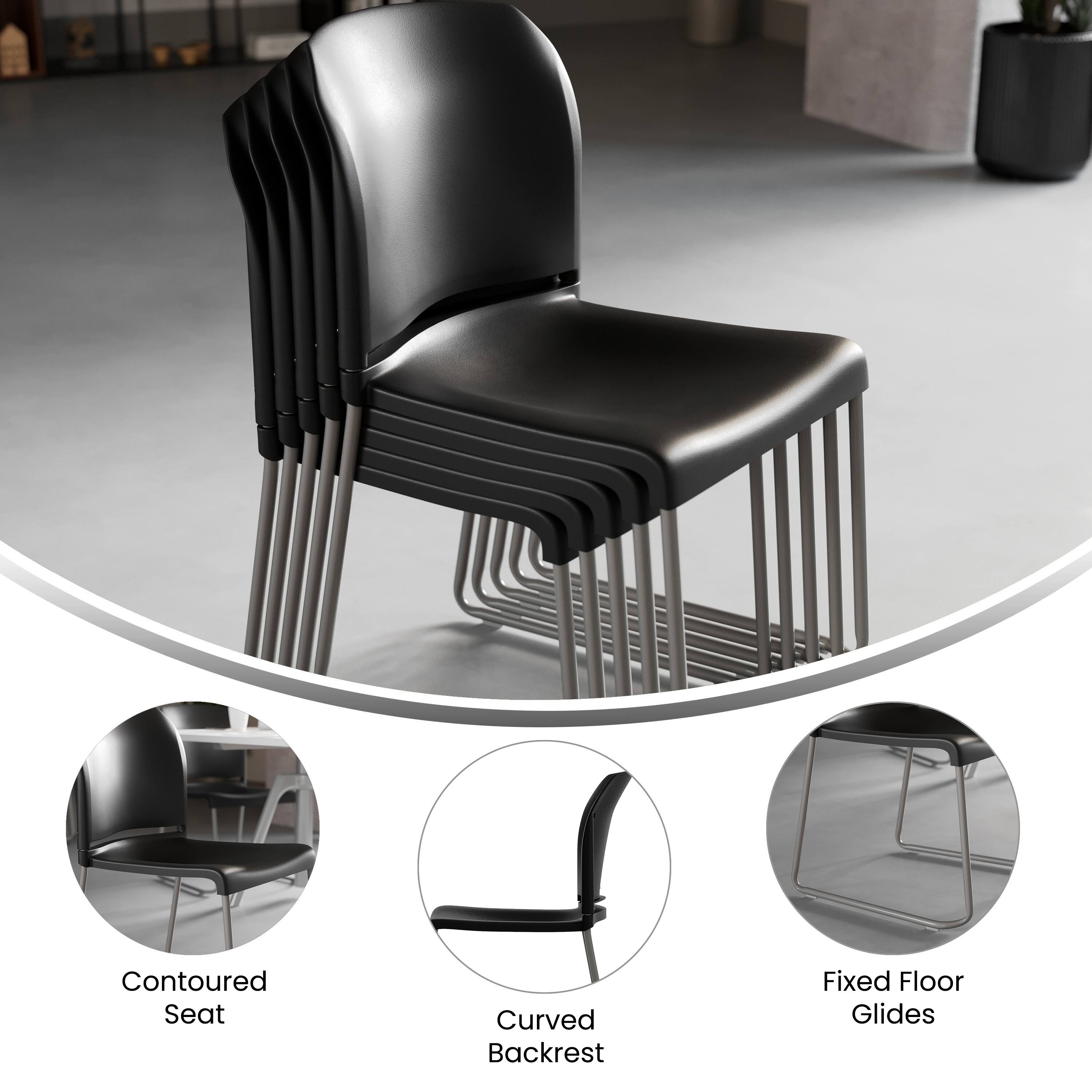 Contoured Seat  
Curved Backrest  
Fixed Floor Glides