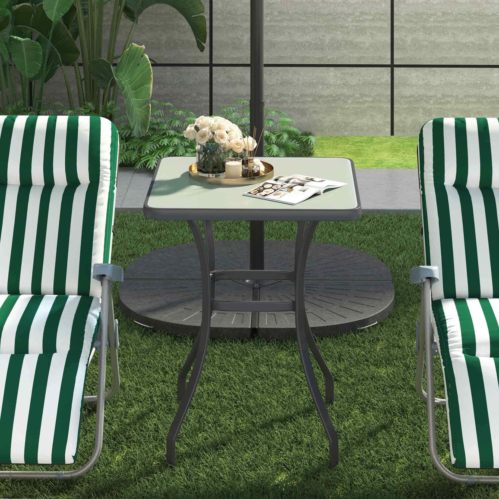 Alt View 1. Outsunny - 27" Square Bistro Table Garden Dining Table Outdoor Tempered Glass - Black.