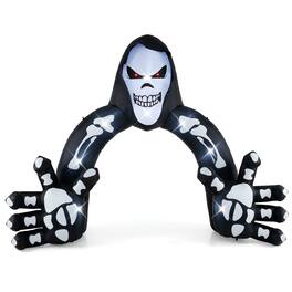 Costway - 10.2 x 8.7 ft Halloween Inflatable Grim Reaper Archway LED Lighted Skeleton Archway - Black