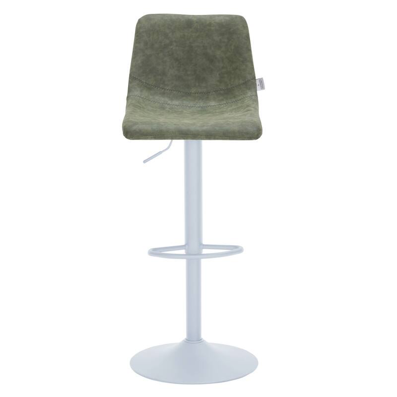 Alt View 2. LeisureMod - Tilbury Bar Stool with White Base, Modern Adjustable Swivel Counter Height Stool with Footrest - Olive Green.