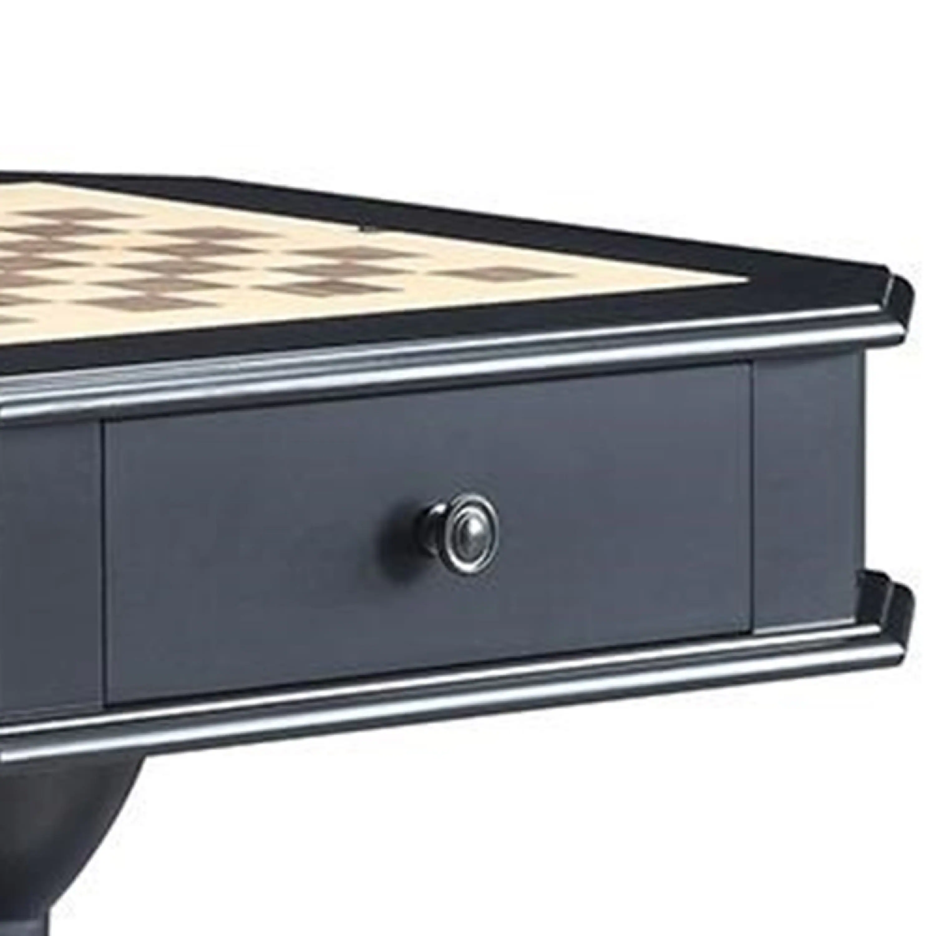Angle. Manhattan Lane - Susy 28 Inch Wood Reversible Board Game Table with Pedestal Stand - Black.