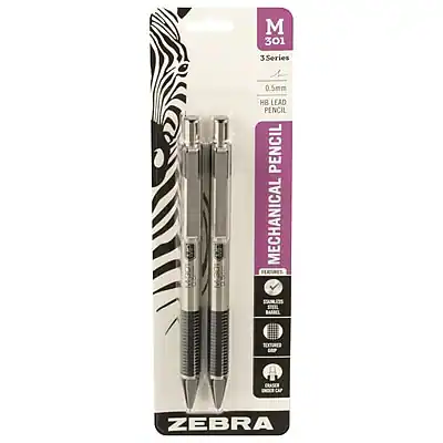 M 301
3 Series
0.5mm
HB Lead
Mechanical Pencil
Pencil Barrel
Bragen Cap
Zebra