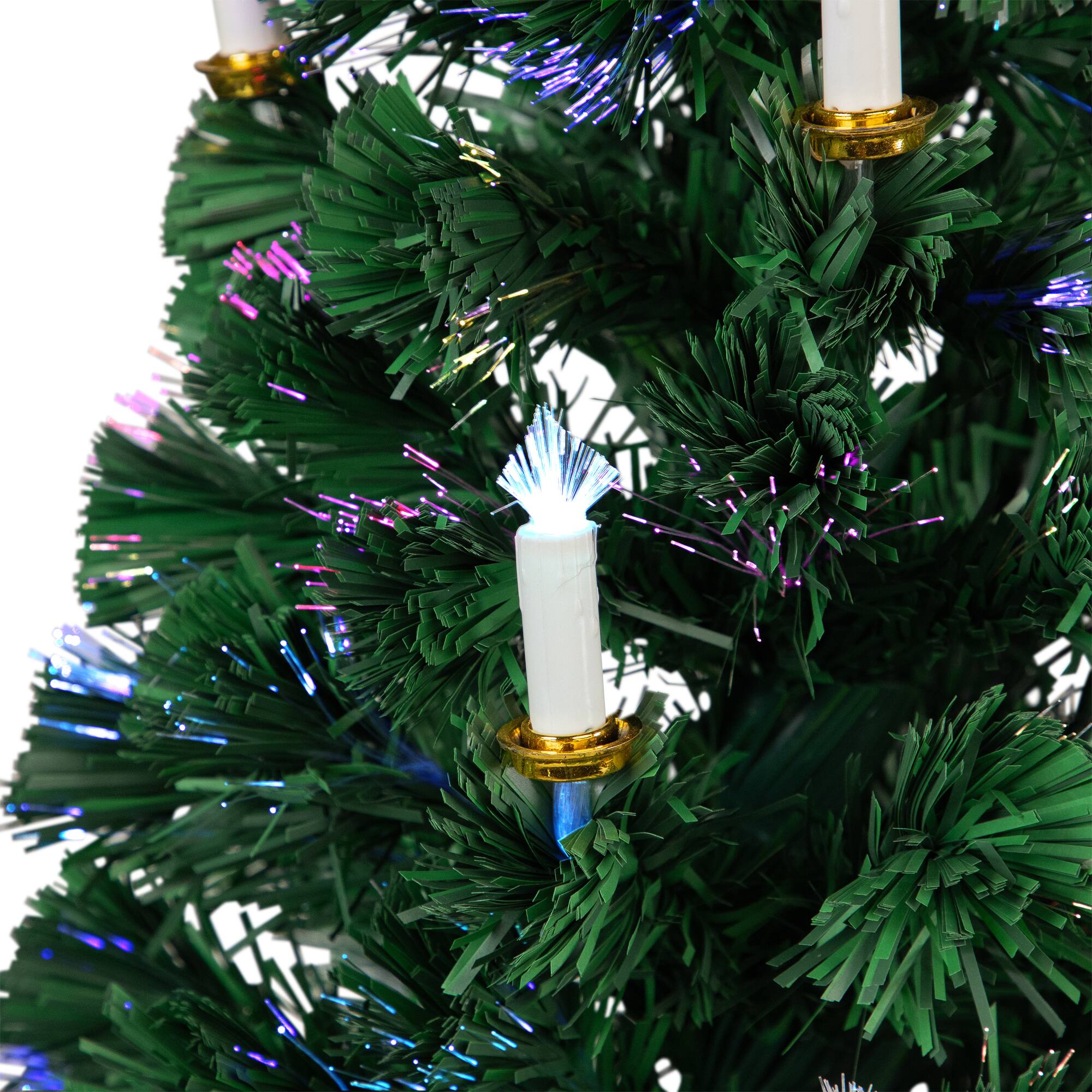Alt View 4. Northlight - Pre-Lit Fiber Optic Pine Artificial Christmas Tree with Candles - 4' - Multi Lights - Green.