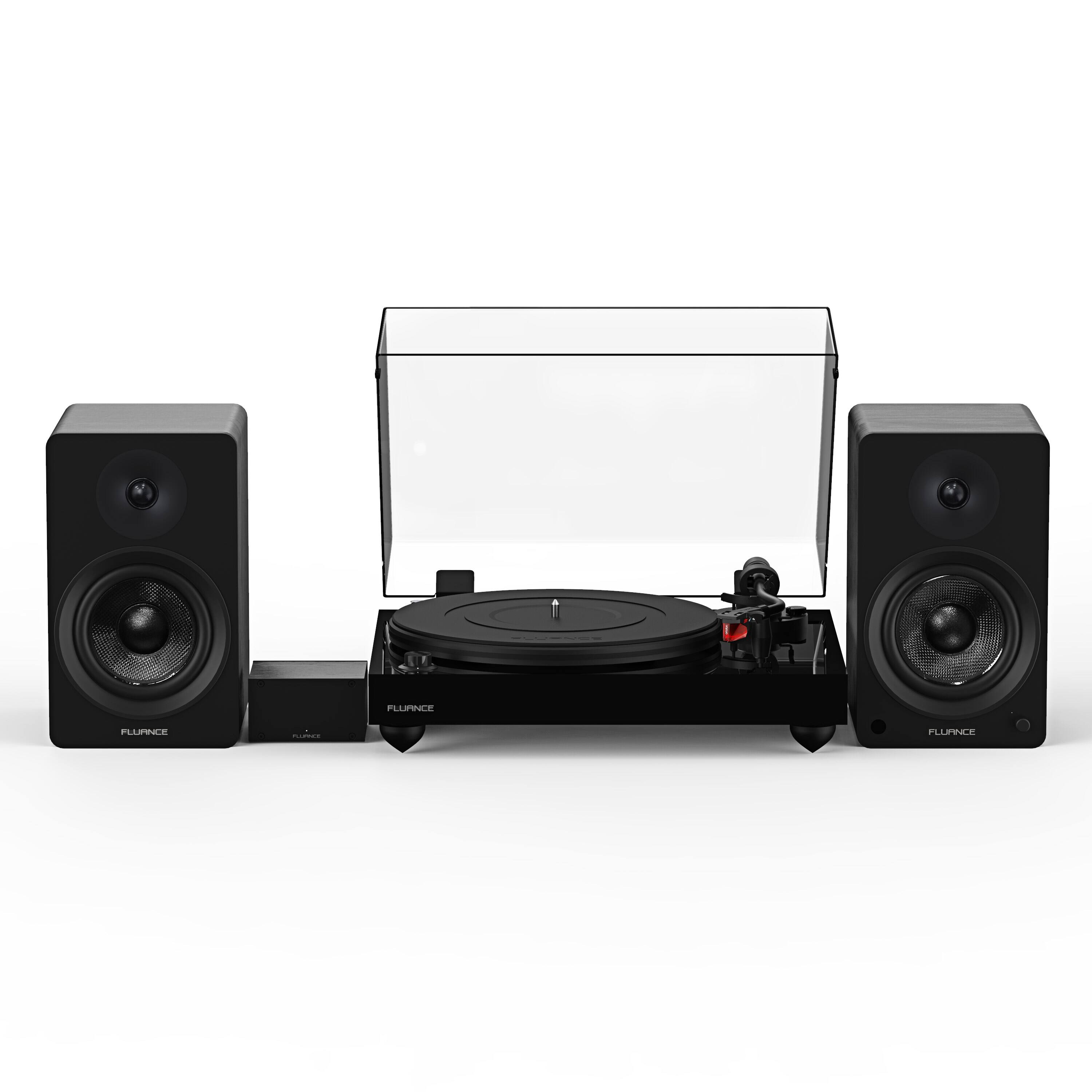 Fluance - RT83 Reference High Fidelity Vinyl Turntable, PA10 Phono Preamp and Ai41 Powered 5" Stereo Bookshelf Speakers - Piano Black