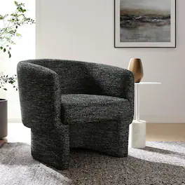 Muse Boucle Fabric Barrel Accent Chair by Modway - Charcoal