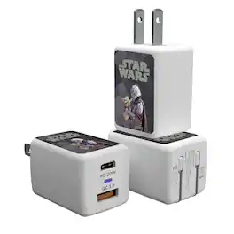 Keyscaper - Star Wars: The Mandalorian Color Block USB A/C Charger - Grogu and Din Djarin