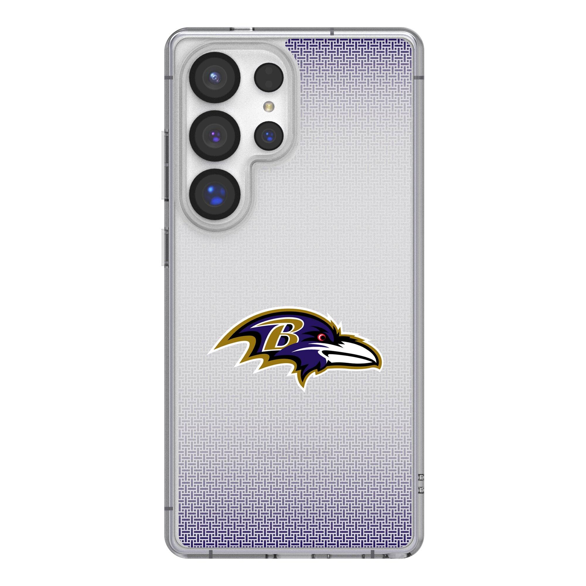 Front. Keyscaper - Baltimore Ravens Linen Logo Galaxy Clear Case - S25 - Multicolor.