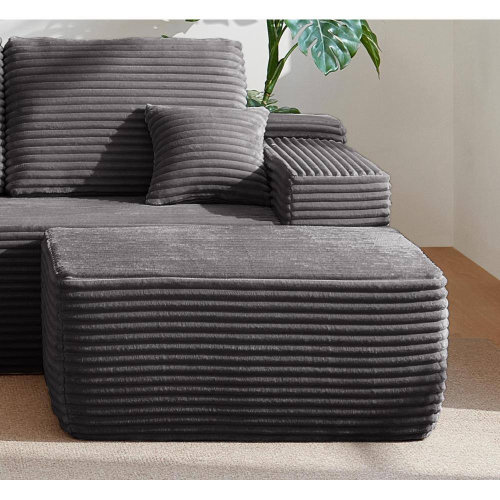 Angle. PDTEND - Contemporary Grey Ottoman for Living Room and Bedroom - Grey.