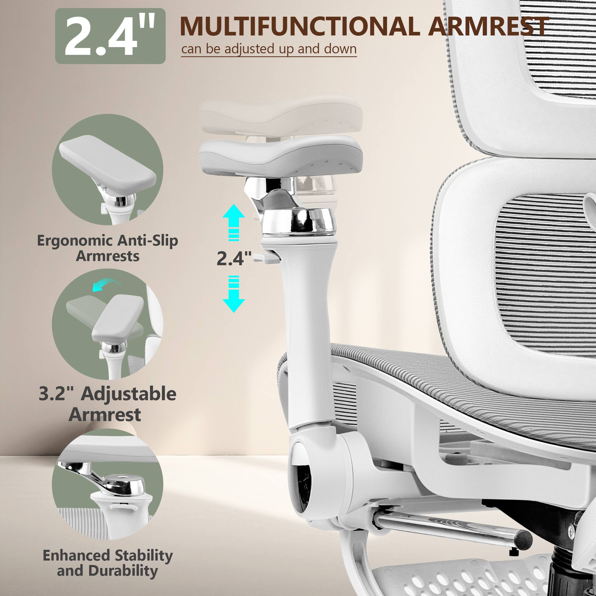 KERDOM All in one High End Ergonomic Office Chair with Footrest