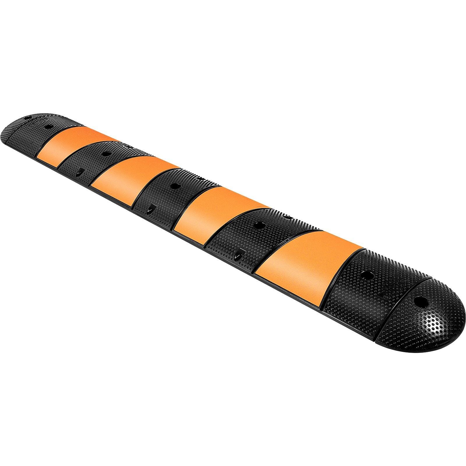 Glintex - 72" Rubber Speed Bump with 2 Channels, 22,000 lbs Capacity, Modular Driveway Ramp with End Caps for Asphalt or Concrete - Natural