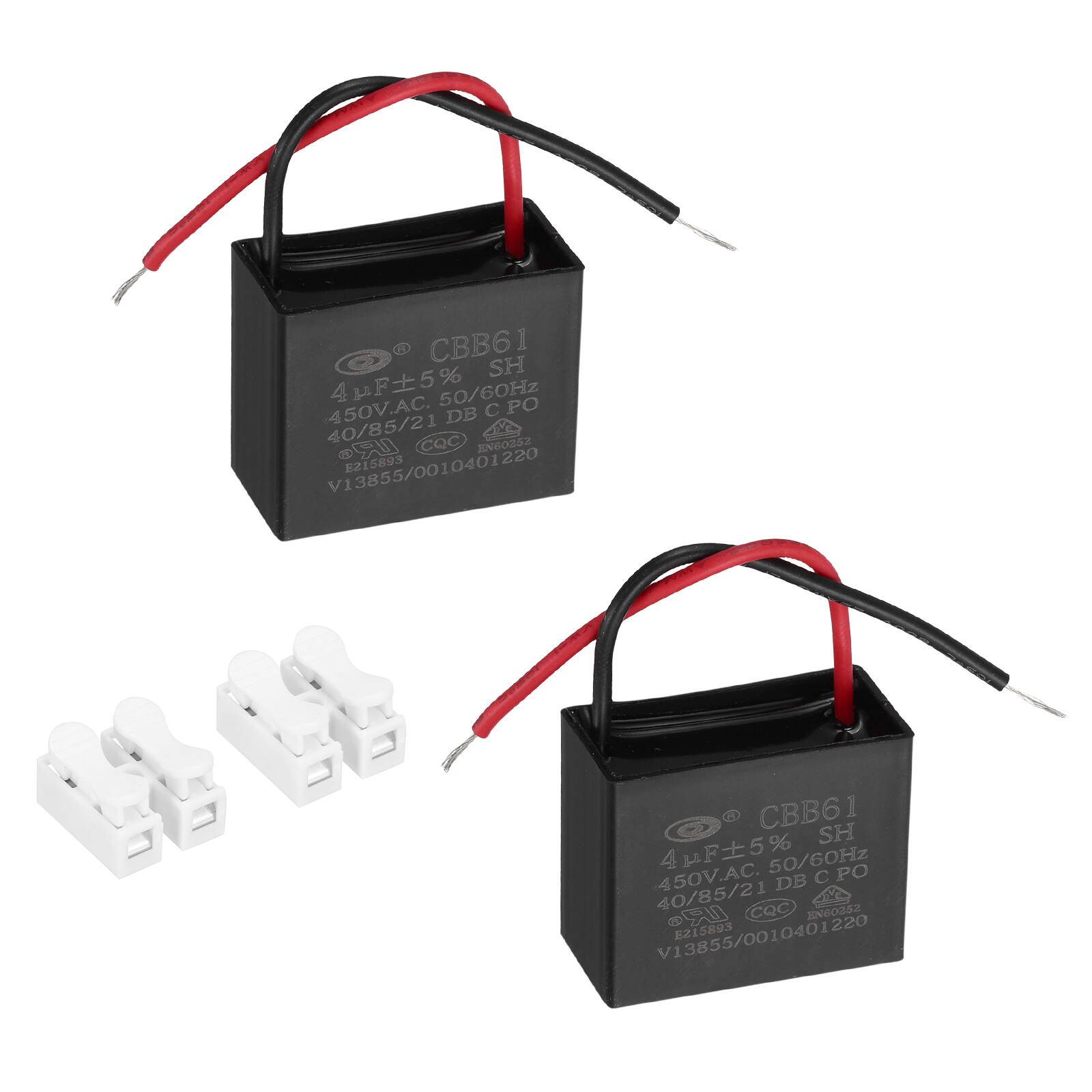 CBB61  
4µF ±5%  
50/60Hz  
450V.AC  
DB  
PO 40/85/21  
CQC EN60252  
V13855/0010401220  
E215893  
CO