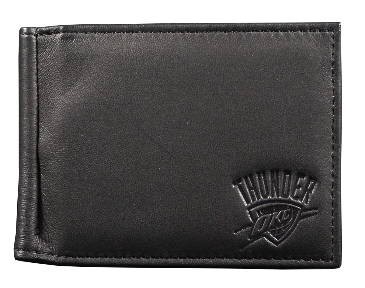 Rico Industries - Oklahoma City Thunder NBA RFID Blocking Shield Black Leather Moneyclip Wallet - Multi
