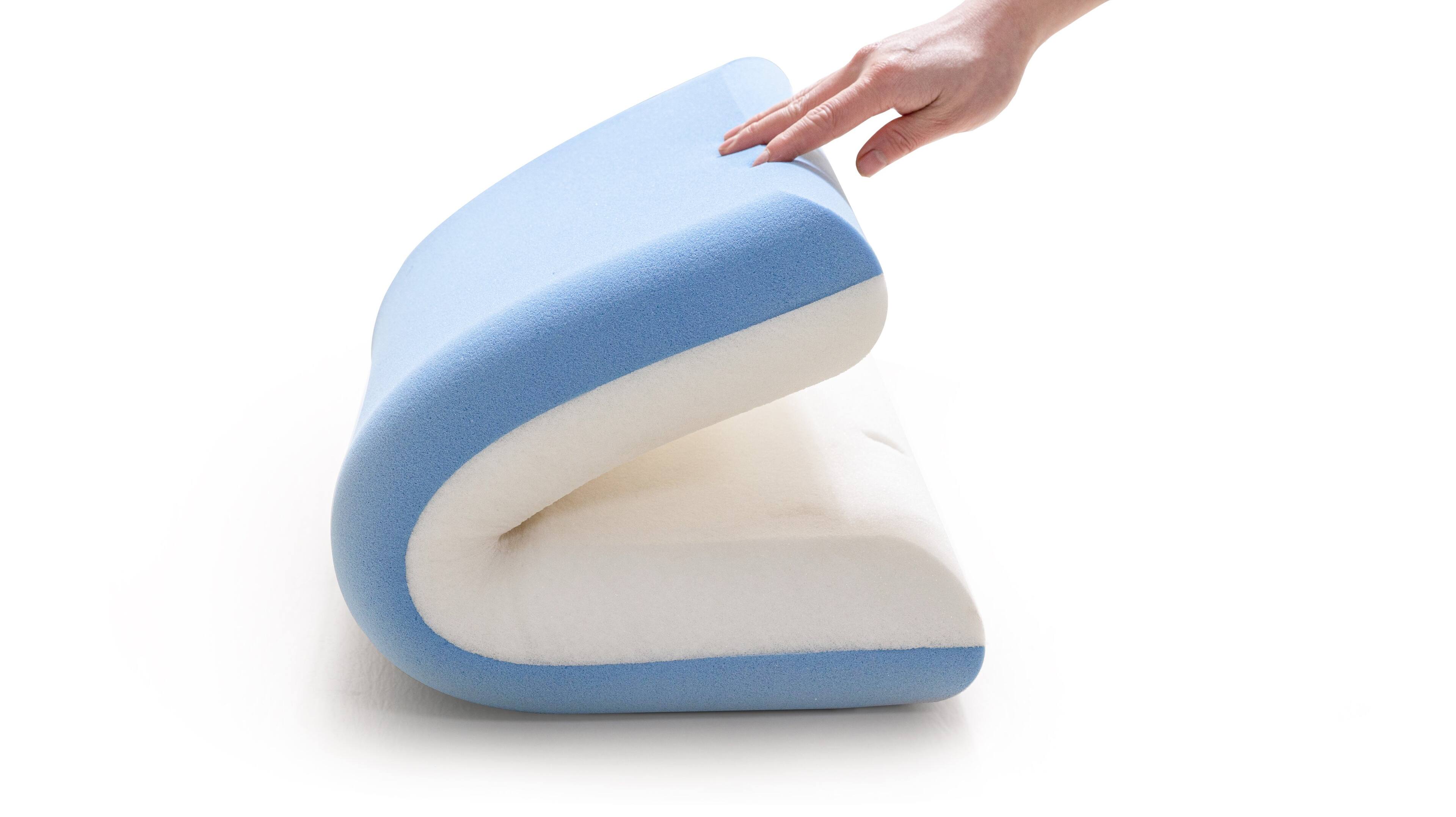 Alt View 3. Bestier - 4 Inch Memory Foam Pillow with Cool Fabric, Reversible Dual-Color Pillow for All Sleepers - Blue.